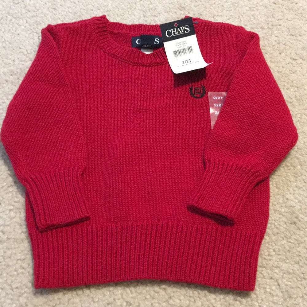 Red toddler Chaps crew neck sweater